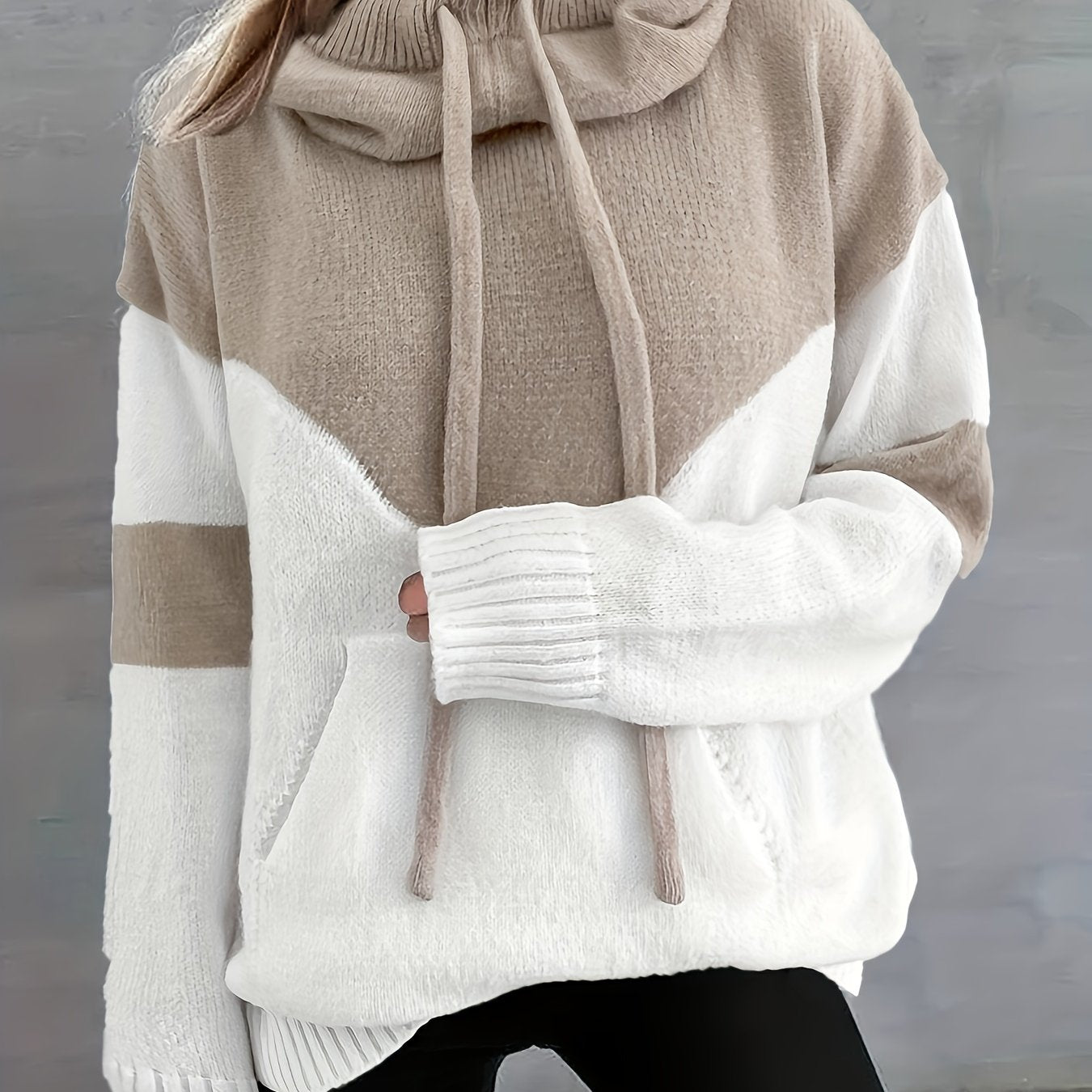 New Trendy Women'S Clothing Featuring Stylish And Elegant Designs, Including a Casual Patchwork Hoodie with Drawstring Pockets And a Color-Blocking Style for Warmth