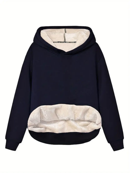 Comfortable Sherpa Fleece Hoodie for Women with Hooded Long Sleeve Warm Relaxed Oversized Style