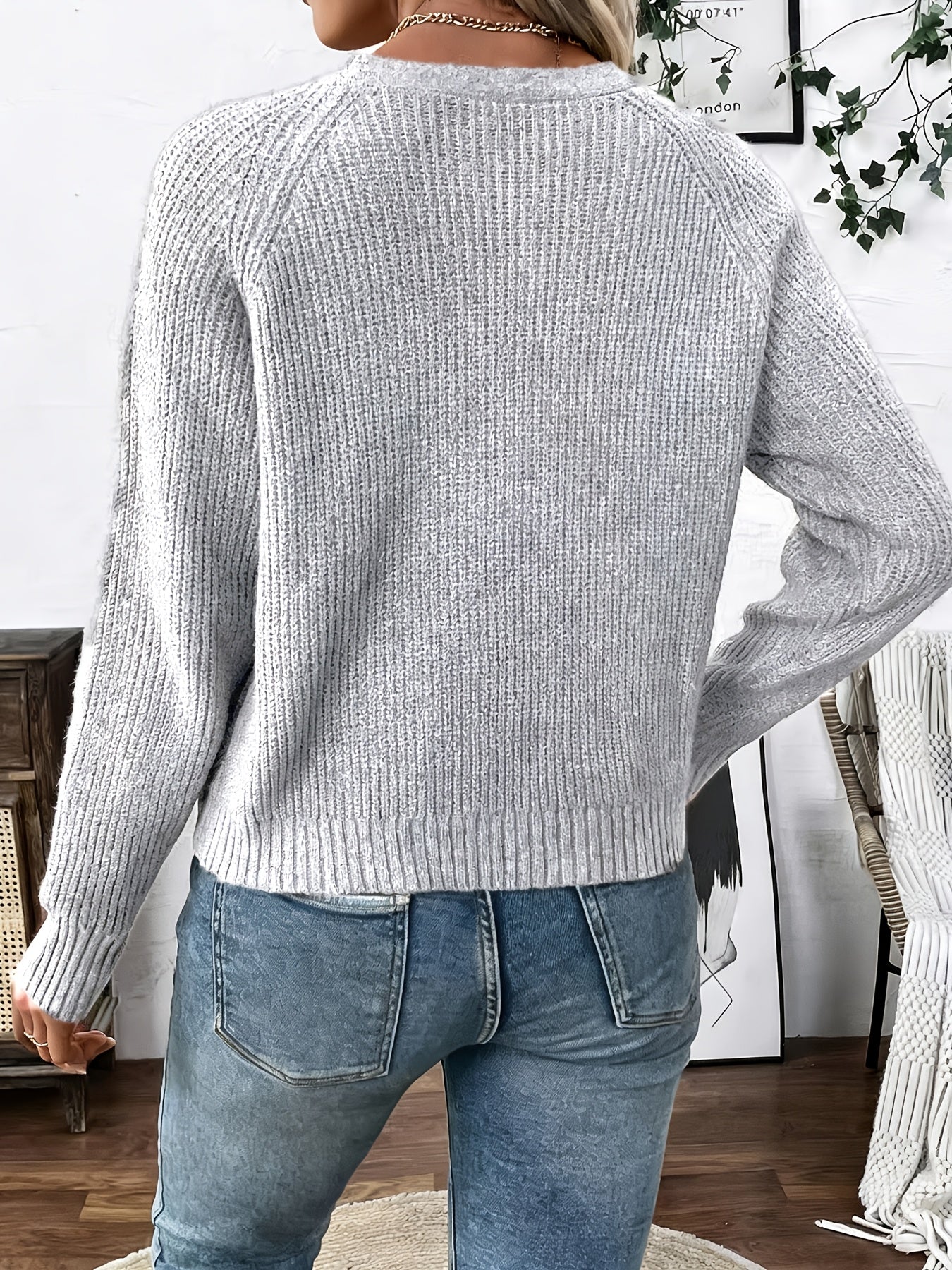 Comfortable Ribbed Knit Cardigan for Women with V Neck Long Sleeve Button Front Relaxed Cropped Style