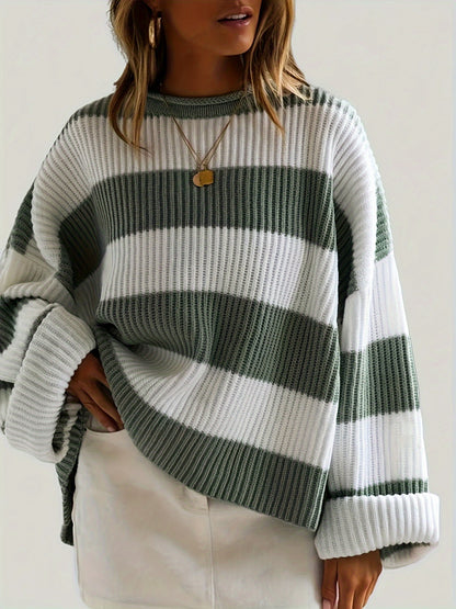Loose V-Neck Off Shoulder Sleeves Casual And Lazy Style Pullover Sweater