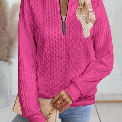 Other Mountain Sq060661 Fashionable Elegant Fall Winter New Solid Texture Fabric Baseball Neck Zip-Up Women'S Long Sleeve Sweatshirt