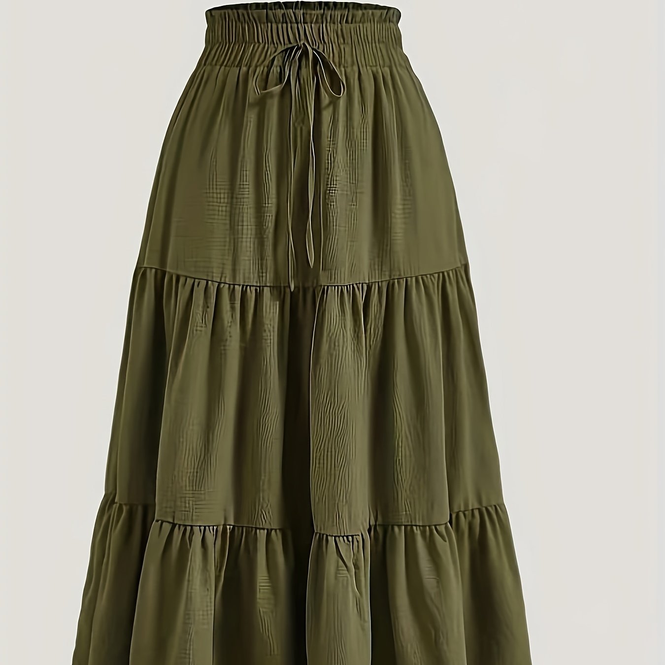 Effortless Tiered Maxi Skirt for Women with Paperbag Waist Drawstring Flowing Boho Style