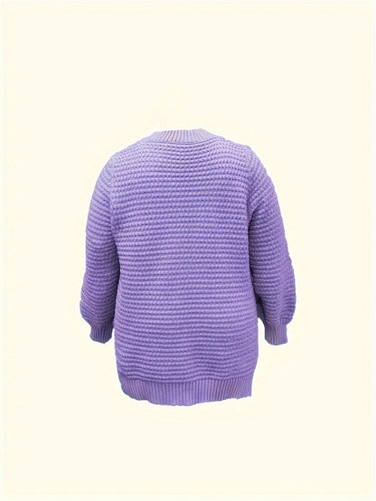 Comfortable Textured Knit Sweater for Women with High Neck Long Sleeve Relaxed Oversized Style
