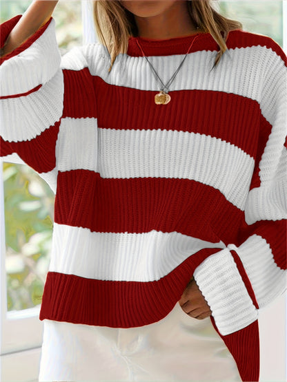 Loose V-Neck Off Shoulder Sleeves Casual And Lazy Style Pullover Sweater
