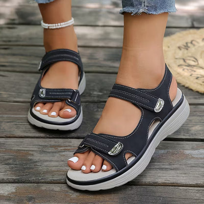 Comfortable Orthopedic Sandals for Women with Hook Loop Strap Open Toe Platform Style
