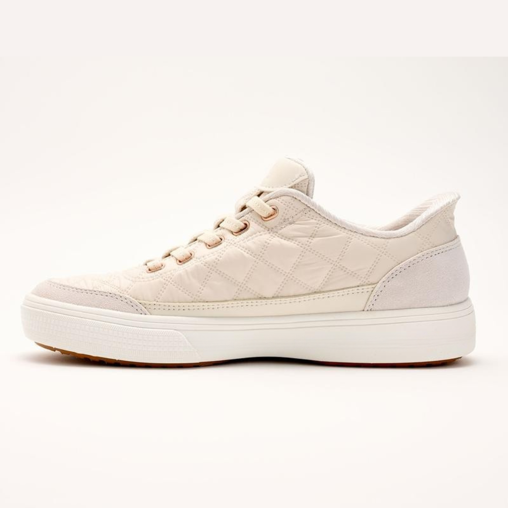 Comfortable Trainers for Women with Quilted Suede Panel Lace Up Low Top Cupsole Style