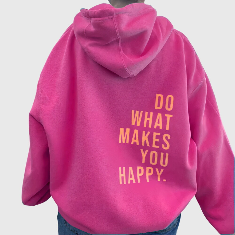 Comfortable Graphic Print Hoodie for Women with Drawstring Hood Long Sleeve Oversized Relaxed Style