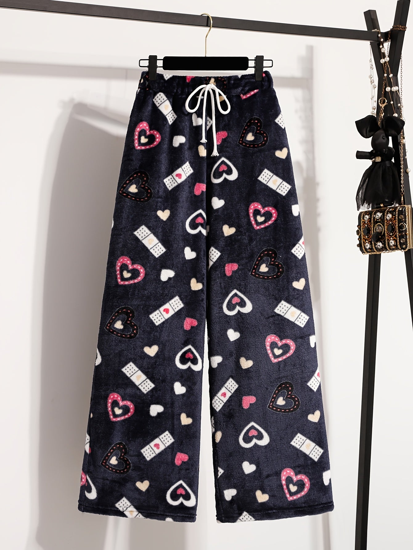 Christmas Style Drawstring Fleece Pants