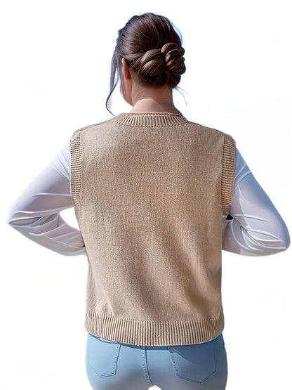 Comfortable Cable Knit Sweater Vest for Women with V Neck Sleeveless Relaxed Oversized Knit Style