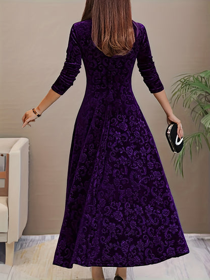2025 Long Sleeve Velvet Jacquard Dress