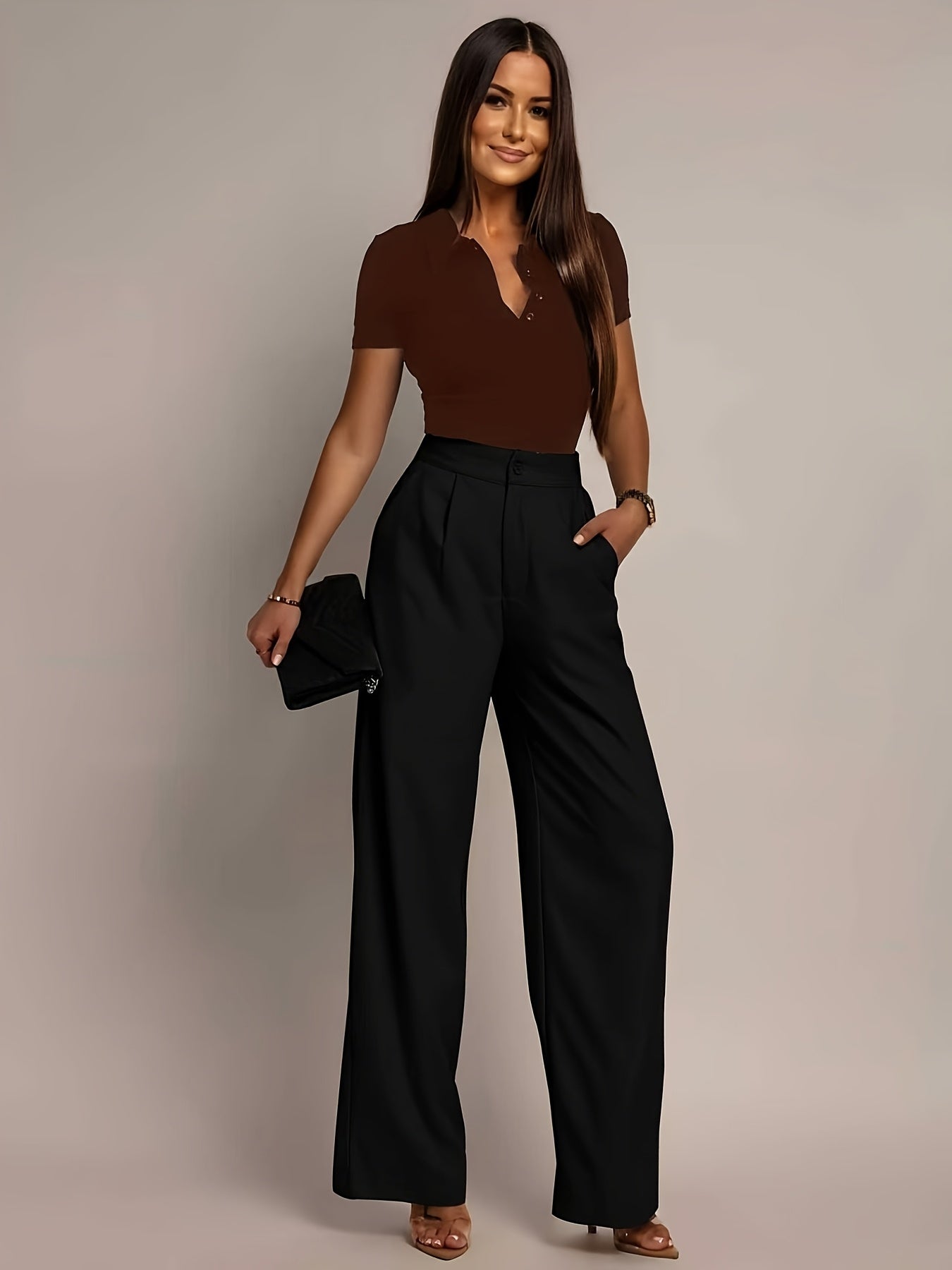 Effortless Wide Leg Pants for Women with High Waisted Pleated Front Tailored Relaxed Style