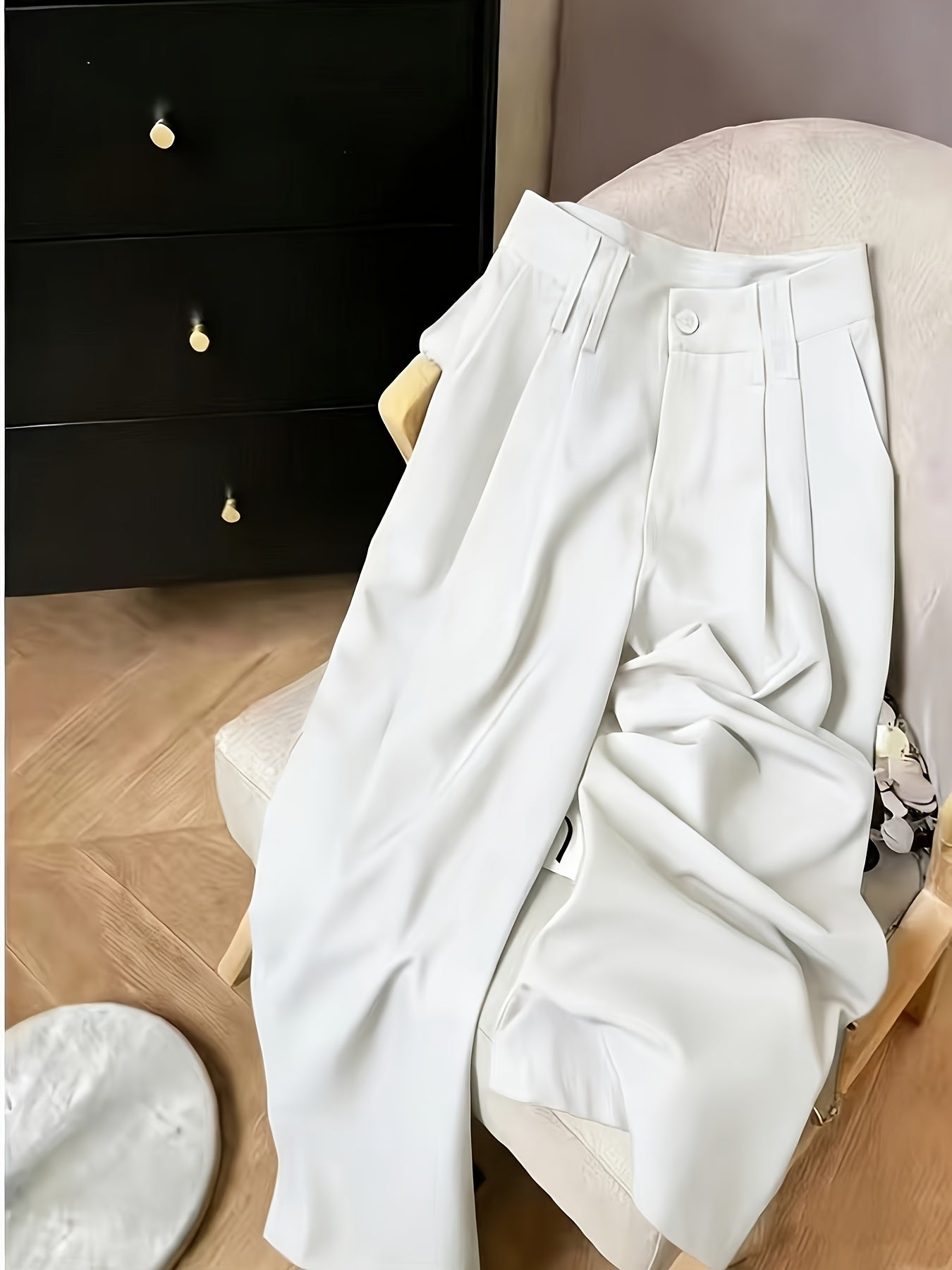Elegant Wide Leg Trousers for Women with High Waist Button Front Pleated Tailored Style