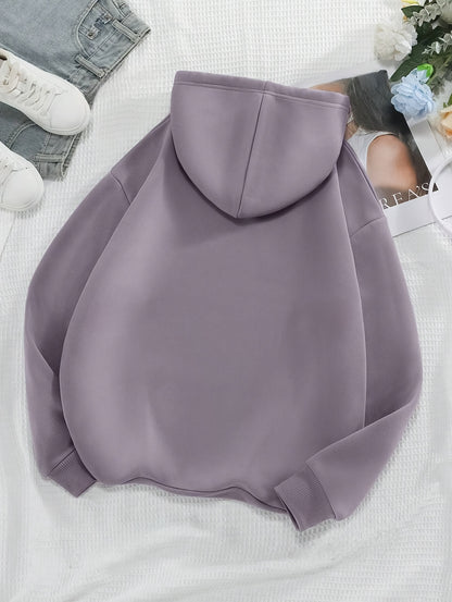 Comfortable Purple Graphic Hoodie for Women with Drawstring Hood Long Sleeve Oversized Relaxed Style
