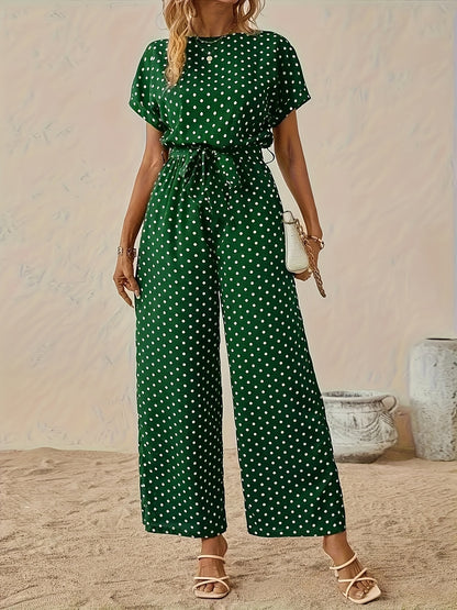 Elegant Women'S Polka Dot Jumpsuit | Off the Shoulder Style, All-Season Suitable for Adults