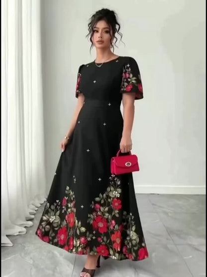 Plus Size - Plus Size - Cross-Border Elegant Casual Fashion Floral Print Dress TM849