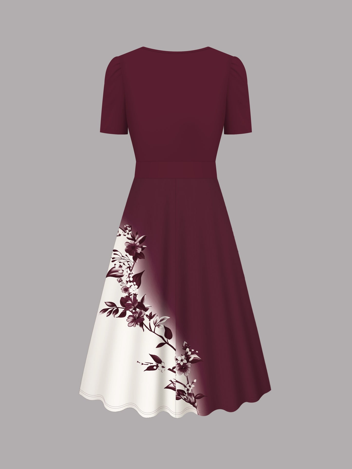 Women's Dress, Floral Print V-neck Short-sleeved Dress, Elegant and Fashionable, Suitable for Home, Dating Parties, Travel and Vacation Wear
