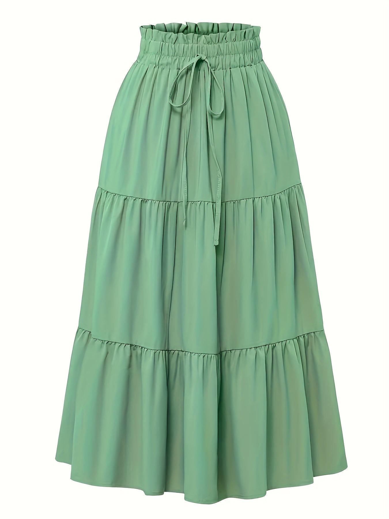 Effortless Tiered Maxi Skirt for Women with Paperbag Waist Drawstring Flowing Boho Style