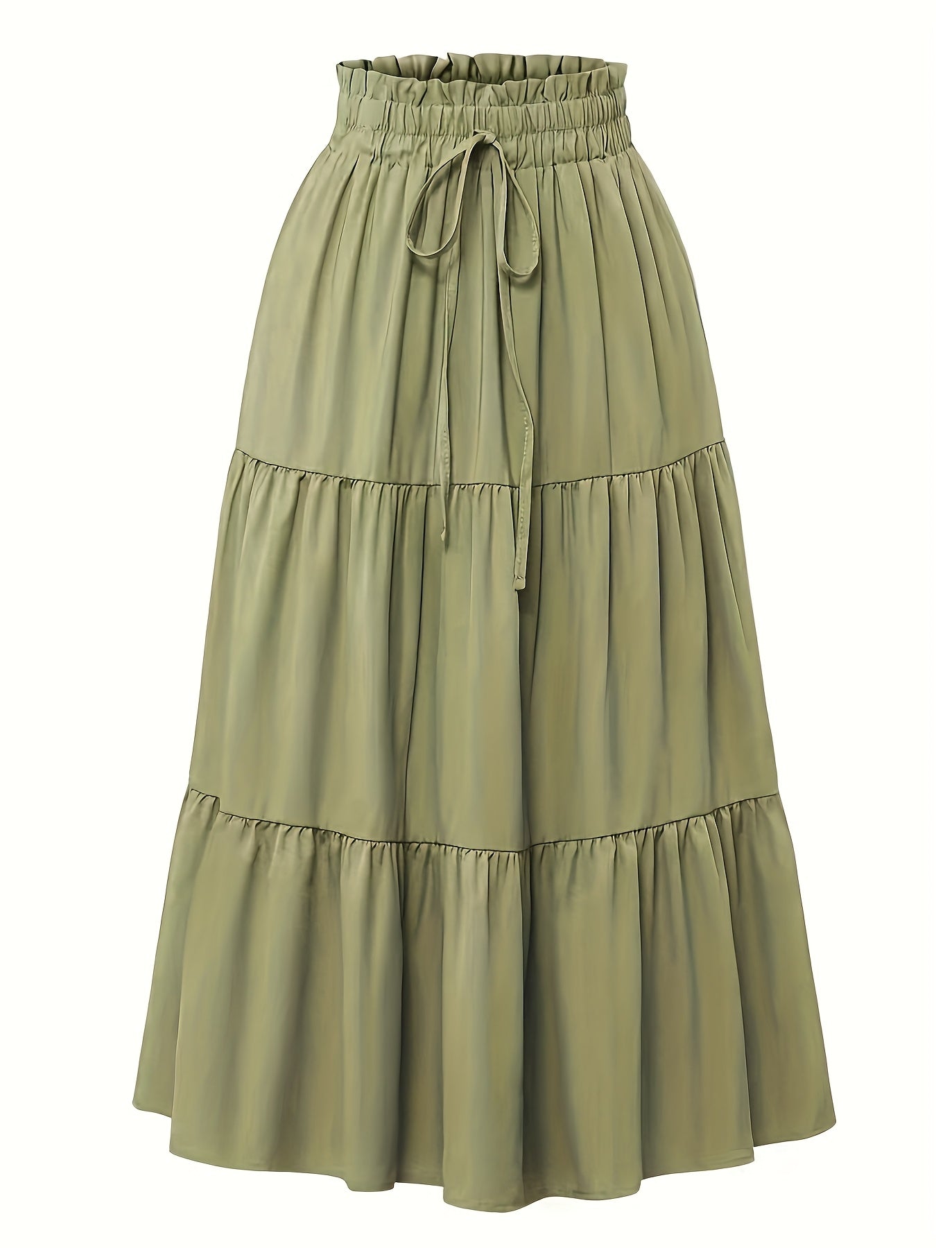 Effortless Tiered Maxi Skirt for Women with Paperbag Waist Drawstring Flowing Boho Style