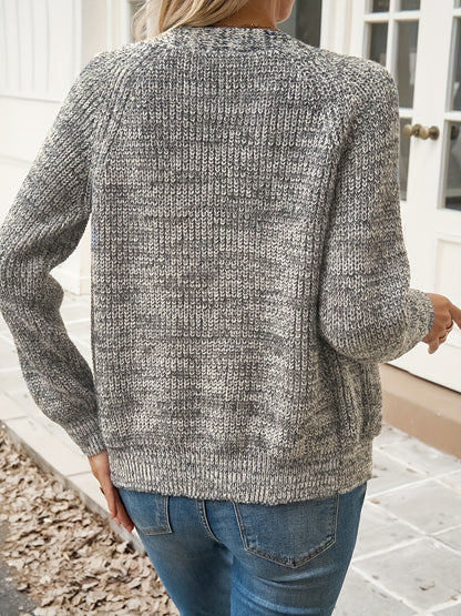 Comfortable Chunky Knit Cardigan Sweater for Women with V Neck Long Sleeve Button Front Relaxed Style