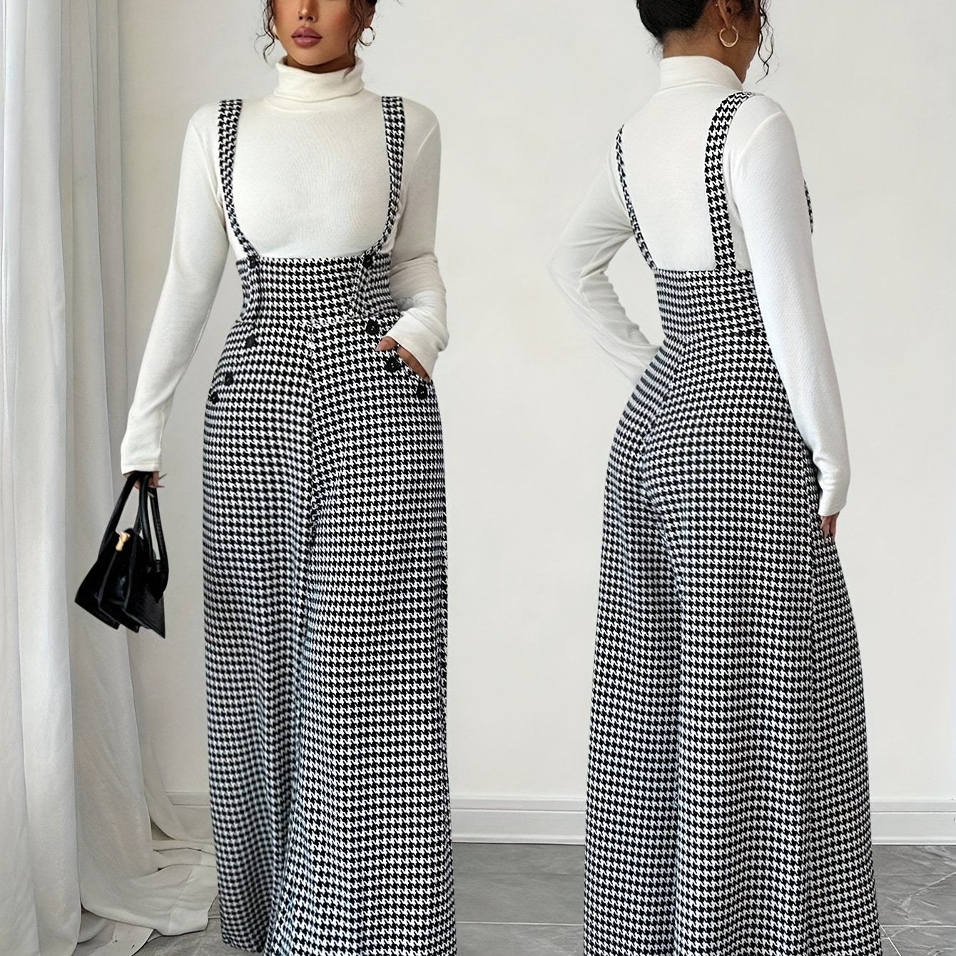Women's Printed Strap Straight-Leg Jumpsuit
