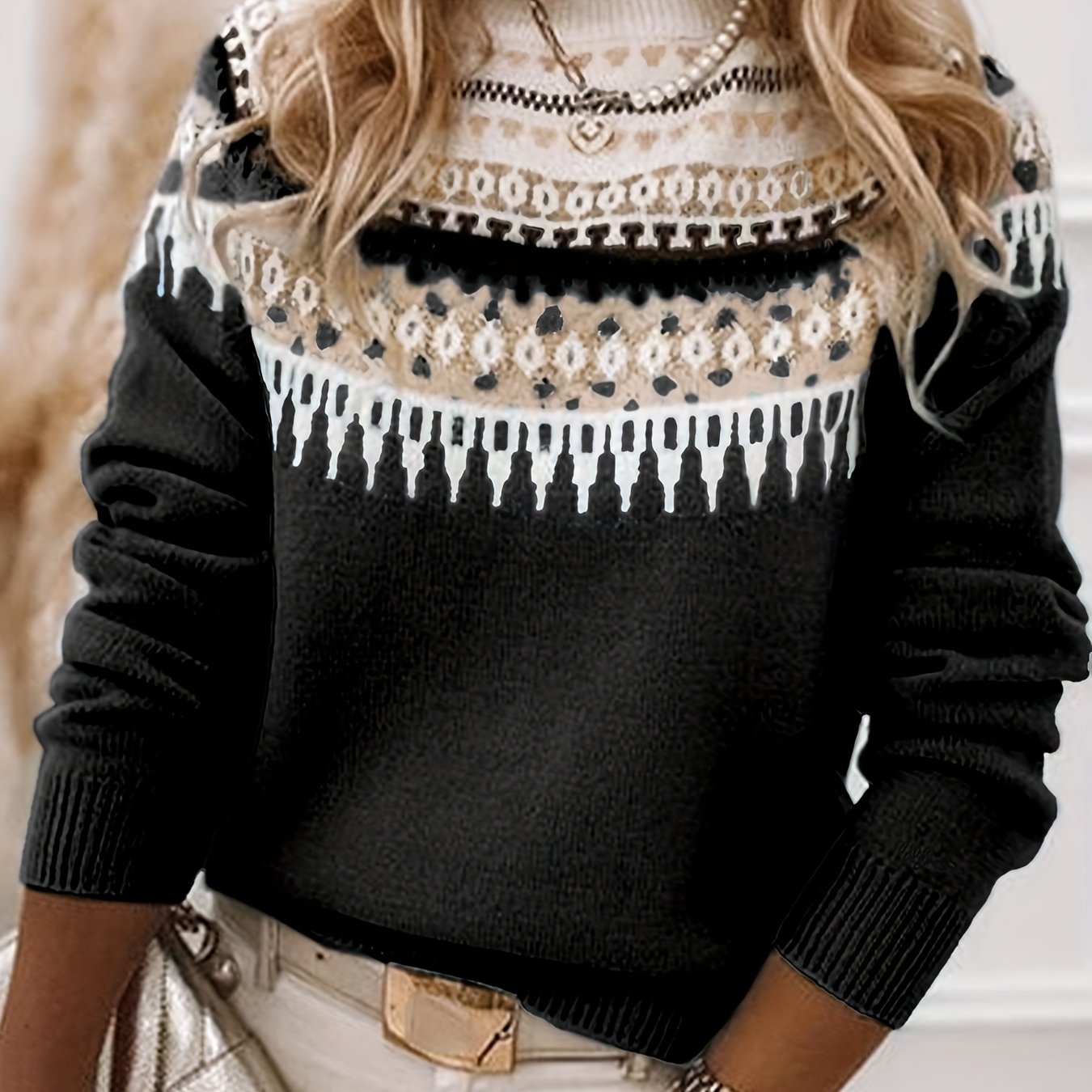 New Fashion Autumn And Winter Casual Round Neck Long Sleeve Pullover Sweater
