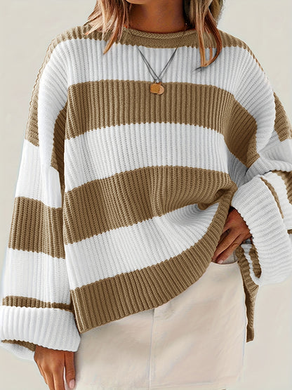 Loose V-Neck Off Shoulder Sleeves Casual And Lazy Style Pullover Sweater