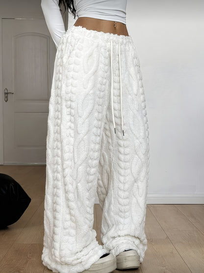 [Fleece Wide-Leg Pants] Women's Fashion Thickened Fleece Wide-Leg Pants - Warm and Comfortable - Autumn and Winter