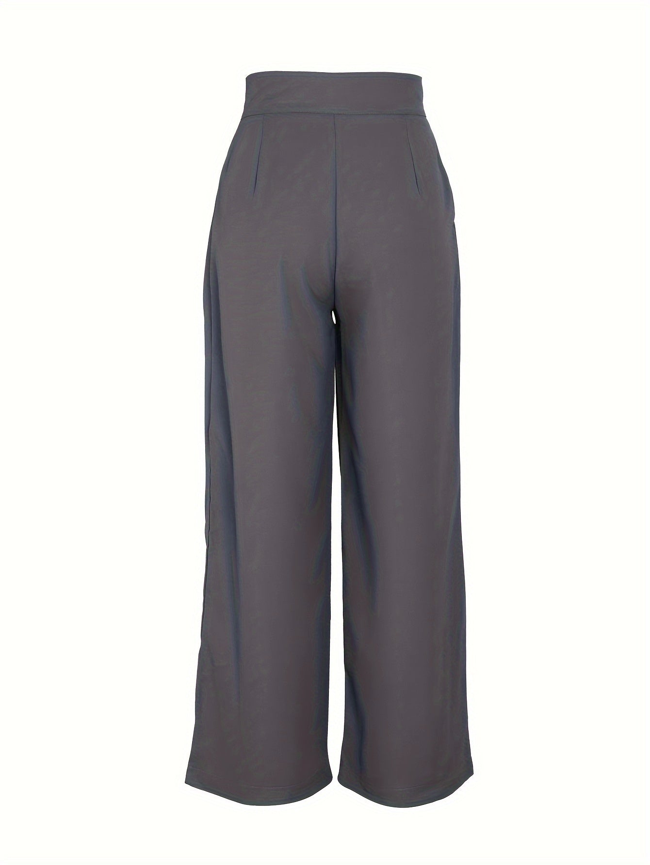 Elegant Khaki Wide Leg Pants for Women with High Waist Pleated Button Front Tailored Style