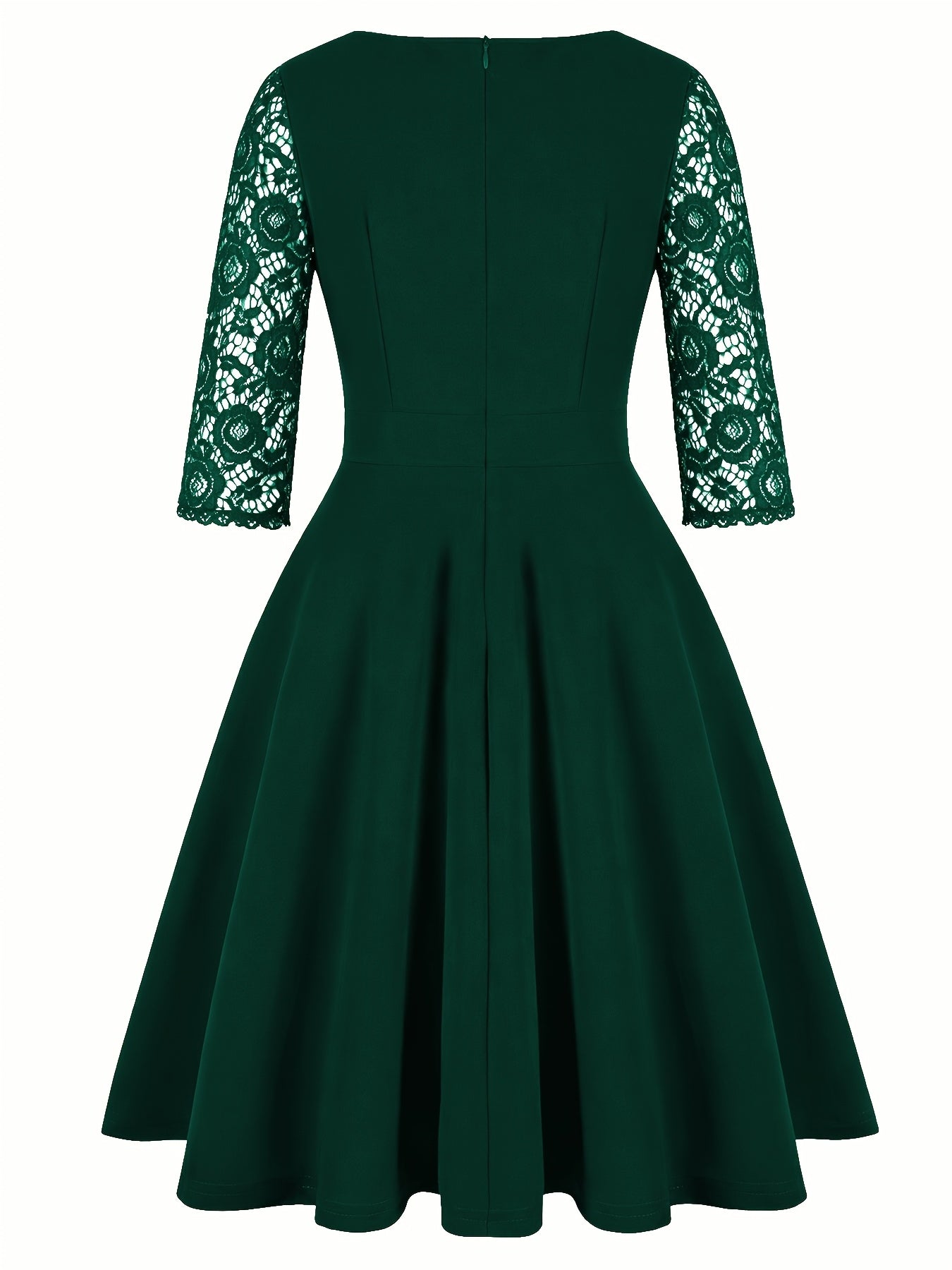 Vintage Floral Lace Party Swing Dress with a Square Neckline for Women