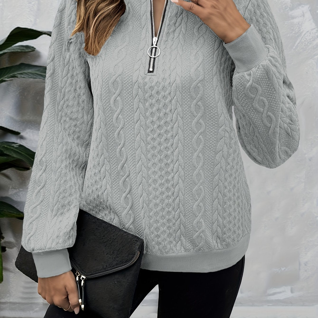 Solid Color Autumn Long Sleeve Warm Casual Daily Commute Niche Women's Sweatshirt