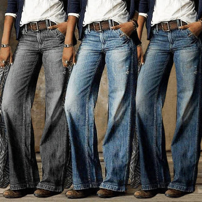 Effortless Distressed Wide Leg Jeans for Women with High Waist Relaxed Flowy Casual Style