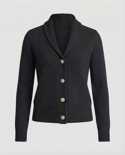 Comfortable Ribbed Cardigan Sweater for Women with Shawl Collar Long Sleeve Button Front Relaxed Knit Style
