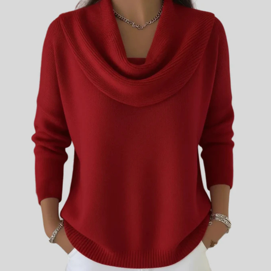Comfortable Cowl Neck Sweater for Women with Long Sleeve Ribbed Knit Oversized Style
