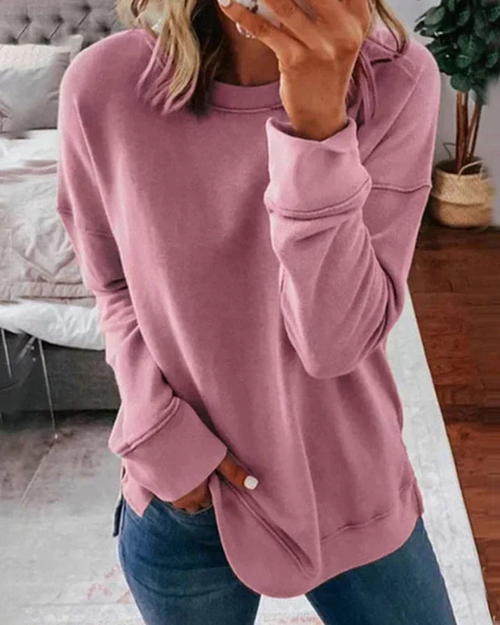 Comfortable Pullover Sweatshirt for Women with Crew Neck Long Sleeve Relaxed Oversized Casual Style