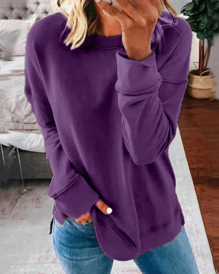 Comfortable Pullover Sweatshirt for Women with Crew Neck Long Sleeve Relaxed Oversized Casual Style