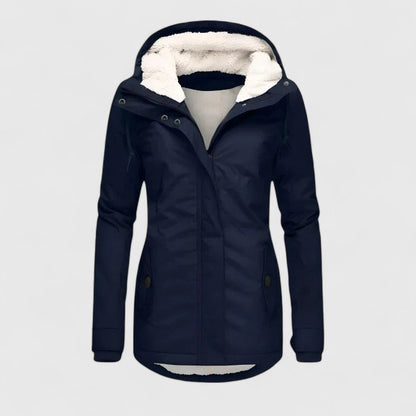 Comfortable Sherpa Lined Parka Jacket for Women with Hooded Long Sleeve Zip Front Relaxed Casual Style