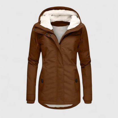 Comfortable Sherpa Lined Parka Jacket for Women with Hooded Long Sleeve Zip Front Relaxed Casual Style