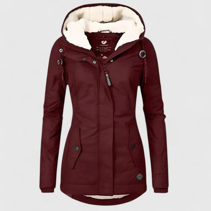 Comfortable Sherpa Lined Parka Jacket for Women with Hooded Long Sleeve Zip Front Relaxed Casual Style