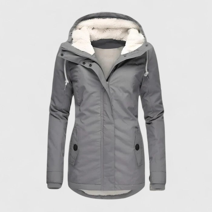 Comfortable Sherpa Lined Parka Jacket for Women with Hooded Long Sleeve Zip Front Relaxed Casual Style