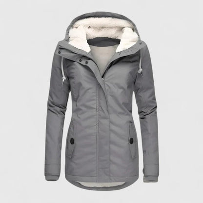 Comfortable Sherpa Lined Parka Jacket for Women with Hooded Long Sleeve Zip Front Relaxed Casual Style