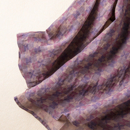 Effortless Printed Linen Blouse for Women with V Neck Bell Sleeve Wrap Button Front Relaxed Style