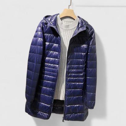 Effortless Quilted Puffer Jacket for Women with Hooded Long Sleeve Lightweight Longline Casual Style