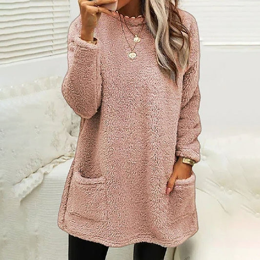 Sabine | Women's Fleece Pocket Long Sleeve Tunic Sweater