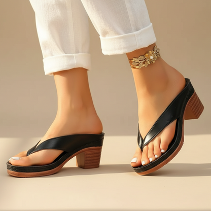 Stylish Platform Thong Sandal for Women with Crisscross Strap Chunky Block Heel Wedge Style