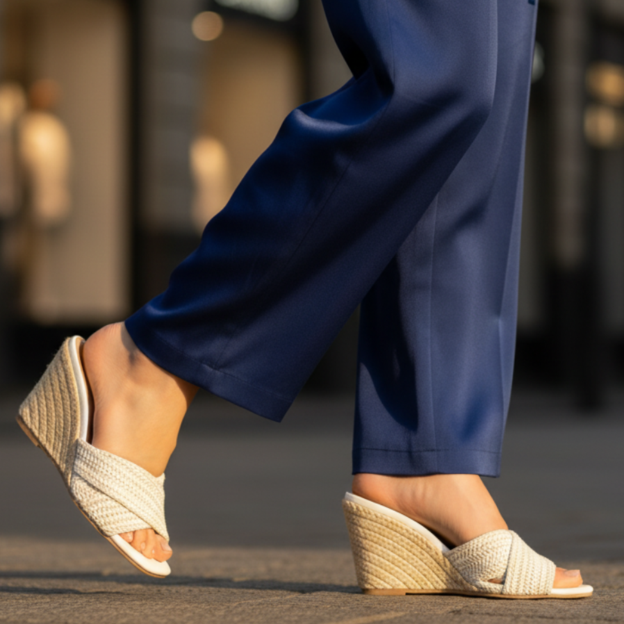 Stylish Woven Raffia Wedge Sandal for Women with Crisscross Open Toe Braided Strap Platform Style