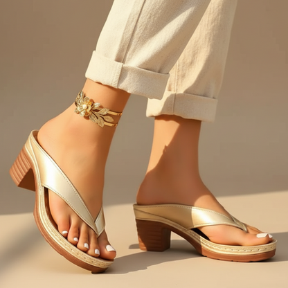 Stylish Platform Thong Sandal for Women with Crisscross Strap Chunky Block Heel Wedge Style