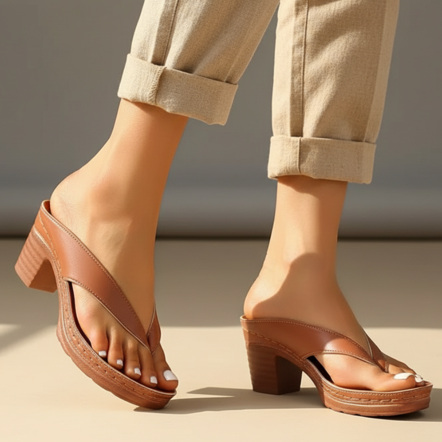 Stylish Platform Thong Sandal for Women with Crisscross Strap Chunky Block Heel Wedge Style