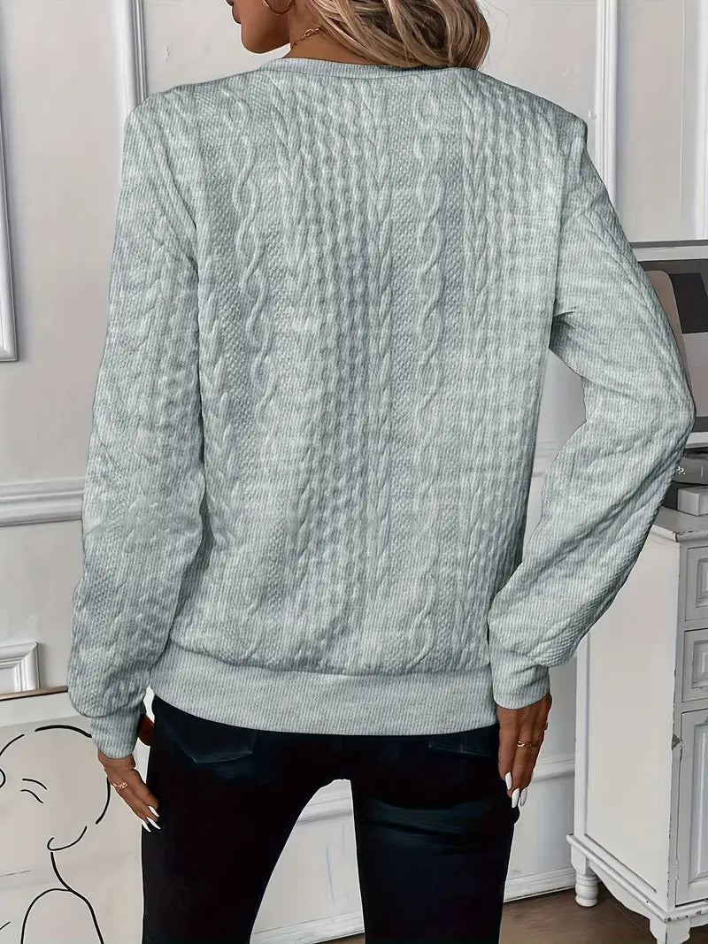 Comfortable Cable Knit Sweater for Women with Notch Collar Quarter Zip Long Sleeve Relaxed Style