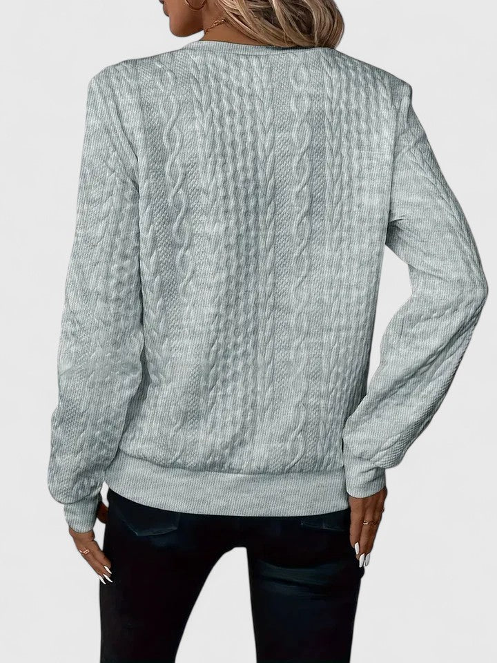 Comfortable Cable Knit Sweatshirt for Women with Quarter Zip Crew Neck Long Sleeve Relaxed Oversized Knit Style