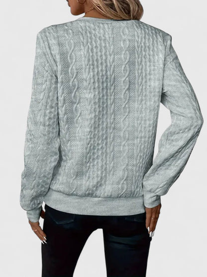 Comfortable Cable Knit Sweatshirt for Women with Quarter Zip Crew Neck Long Sleeve Relaxed Oversized Knit Style